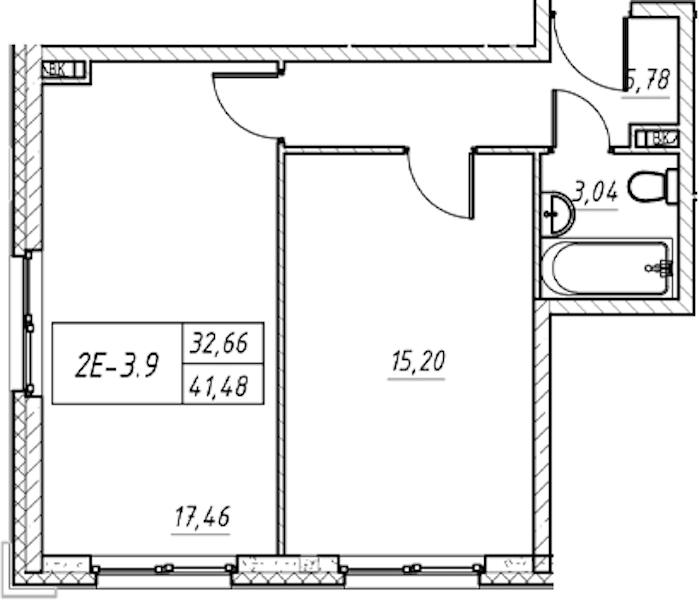 1-комнатная квартира 41.48 м², 2/11 эт., Комплекс апартаментов «Zoom на Неве»